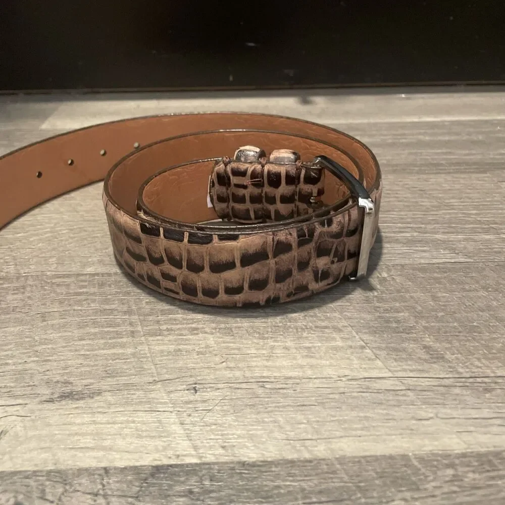 Martin Dingman Men’s Crocodile Embossed Leather Belt Size 34 Handcrafted USA